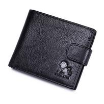 RFID Genuine Leather Men Wallet Large Capacity Card Holder Coin Purse juoda