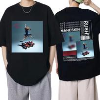 Italian Rock Band Maneskin T Shirt Music Album Rush T-shirts Men Women Hip Hop Oversized Cotton Fashion Tees S gray