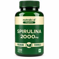 Nutrabud Spirulina Tablets 2000mg Daily Supplement 120 Veg Tablets Pack For Energy Support Natural Superfood Nutrients beige