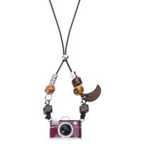 Adjustable Film Camera Pendant Necklace Vintage Brown Enamel Coating Jewelry For Photography Enthusiasts 1
