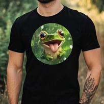 T-Shirt Herren Süßer Cartoon Frosch Motiv Baumwolle Größe XS bis 5XL XL