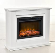 Elektrinis židinys su 3D LED liepsnomis ir nuotolinio valdymo pultu, baltas, 98 × 27,5 × 80 cm