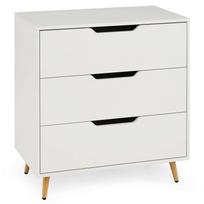 Komoda su 3 stalčiais ir metalinėmis kojomis, balta, 69,5 × 40 × 79 cm