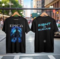 Epica 2026 Išskirtinis JAV turas Prekės Fight To Survive Dvišalis Unisex Marškinėliai Aukščiausios kokybės prabanga Tinka ir vyrams, ir moterims Viršus Y2k S gray