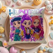 Chibi Character Movie K-Pop Demon Hunters Pillow Case Pattern Printed Pillowcase for Living Room Sofa Cushion Cover & Bedroom 12x12Inch blue
