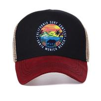 summer california surf contest baseball cap outdoor Cartoon print santa monica beach Women hat Mesh breathable Snapback hats Adjustable raudona
