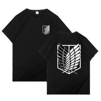 Japanese Anime T-shirt Men Attack On Titan T Shirt Unisex Kawaii Cartoon Titans Attack Graphic Tees Male Harajuku Summer Tops 3XL black