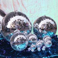 Shiny Disco Ball Set for Bar Décor, Stage Wedding Display, Reflective Christmas Ornaments 4cm 6pcs sidabras