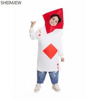 Naujas Unisex Kryžių Asas Pikų Kortų Žaidimo Kortos Cosplay Kostiumas Helovino Šventė Fancy Tunika Karnavalo Scena Tėvų ir Vaikų Rinkinys One Size Fits Most black