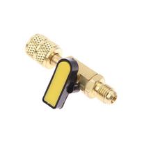 Oro kondicionavimo šaltnešio rutulinis ventilis 1/4  Sae tiesus uždarymo ventilis R134A R410A R22 R12 pildymo žarnoms AC šaltnešis geltona