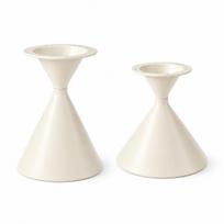 Set of 2 Table Legs of Iron in Cream White - 1 High and 1 Low Table Leg, Powder-Coated, with Non-Slip Floor Protectors - Frames Only, No Tabletops balta