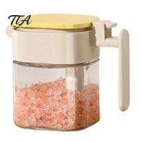 Practical Kitchen Accessories for Spices Glass Spice Jar with Flip-top Lid, 400ml Capacity, Transparent Condiment Reusable Herb Jars Pantry Container, geltona
