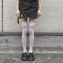 JK Girls Thigh High Stockings Women Hollow Out Sexy Lace Mesh Fishnet Stockings Knee High Socks Lolita Stocking Thigh High Socks balta