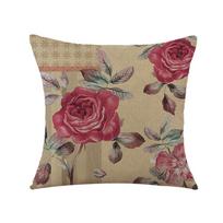 Pillow New Retro Flower Bedside Pillow Sofa Living Room Pillow Square Printed Pillow Case 45 * 45Cm (excluding pillow core) beige