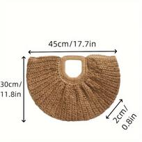 Multi-color hand carry straw bag large capacity versatile handwoven bag seaside vacation beach handbag Welt Zipper chaki