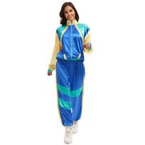 New Women's 70s Carnival Disco Costume Hippie Ball Hip Hop Stage Costume Suit M blue