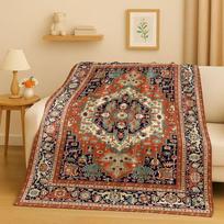 Prabangus persiškas turkiškas bohemiškas flanelės pledas, itin minkštas šiltas pliušinis užklotas namams, miegamajam, lovai, sofai, biurui, vaikams, dovana 75x90cm brown