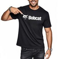 Funny Tshirt ONeck Mens Tshirt Bobcat Logo on Chest Breathable Short Sleeve Shirt Retro Travel Oversized Tshirt M black