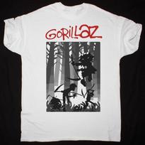 GORILLAZ BAND FOREST Heavy Cotton White Unisex T-Shirt Graphic Tee XL gray