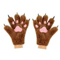 Halloween Cat Paw Plush Gloves for Cosplay white