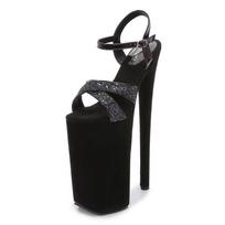 Female Sandals Nightclub Catwalk Pole Dance Shoes Sexy Super High Heel 26CM Women Sandals Waterproof Platform Wedding Shoes 35 juoda