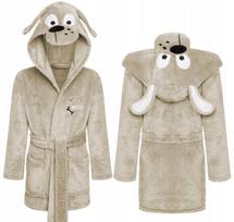 Chalatas šuo šuniukas šiltas kailiukas onesie kigurumi smėlio spalvos 120 ch2l beige