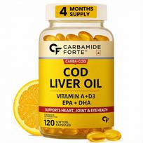 Carbamide Forte Cod Liver Oil Capsules Omega 3 Supplement | Sea cod Liver Oil, Omega 3 FishOil Capsules 300mg | Omega3 FishOil with EPA & DHA +