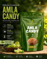 ROOTS & RAYS ORGANIC Amla Candy | 100% Natural Indian Gooseberry Candy | Rich in Vitamin C for Immunity, Digestion & Daily Wellness | Sweet & Tan brown