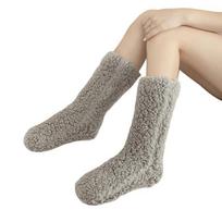 Šiltos Pūkuotos Kojinės Žieminės Sutirštintos Pūkuotos Kojinės su Elastingais Rankogaliais Vienspalvės Jaukios Miego Kojinės Namų Poilsiui Miegui beige