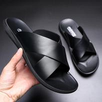 Vyriški sandalai šlepetės Natūralios odos prabangios prekės ženklo mados Nauji vyriški plokščiapadžiai avalynė Laisvalaikio neslystantys paplūdimio sandalai Zapatos Hombre 45 ruda