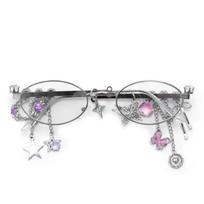 Y2K Lolita Eyeglasses Sweet Cool Spicy Girl Fashion Star Diamond Small Frame Elliptical Glasses COS Eyewear Cosplay Accessories gryna