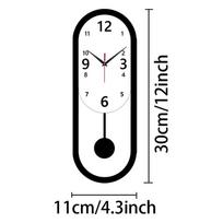 Elipsinis svyruojantis sieninis laikrodis tylus laikrodis tinka svetainės miegamojo kambario dekoravimui sieninis laikrodis Kalėdų gimtadienio dovana. (black,12 inch) juoda