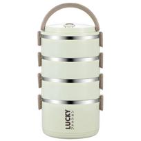 Stainless Steel Insulated Lunch Box Convenient to Carry with Leak-Proof Lid Suitable for Outdoor Camping Two Layers white