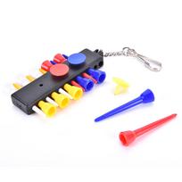 1X Golf Tee Holder Carrier With 12 Plastic Tees W 3 Ball Markers W 1 Keychain blue