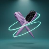 Jiffix Curl Define Styling Brush – Nylon Detangling & Curl-Defining Hair Brush for Curly, Wavy & Frizzy Hair – Paddle Brush with Wide Tooth Comb gray
