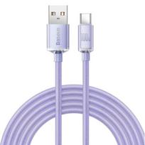 Greito įkrovimo ir duomenų perdavimo USB - USB-C kabelis, 2m, violetinis