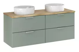 Vonios baldų komplektas Comad Aster Green 120 cm su stalviršiu ir 2 praustuvais, žalia