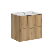 Pakabinama vonios spintelė su praustuvu Comad Nova Oak 60 cm, smėlinė