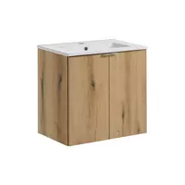 Pakabinama vonios spintelė su praustuvu Comad Nova Oak 60 cm, smėlinė