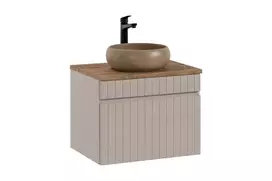 Vonios spintelė Comad Iconic Cashmere 60 cm su stalviršiu ir praustuvu, smėlinė