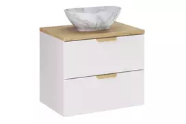 Pakabinamas vonios baldų komplektas Comad Aster White 60 cm su stalviršiu ir praustuvu, balta