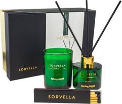 Rinkinys, namų kvapas ir žvakė Sorvella Spring Night, 290 ml, 3 vnt.