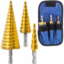Vorfal kūginiai laiptuoti grąžtai metalui, medžiui, plastikui, skardai 4-32 mm hex