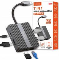 Adapteris USB-C 7-in-1 USB 3.0 HDMI 4K 60Hz ekrano prievadas gigabitinis RJ-45 1000M Zenwire BS-HP706