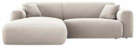 Kampinė sofa Cosmopolitan Design Nolio Velvet Casino Pearl, šviesiai smėlinė, kairinė, 170 x 235 cm x 72 cm