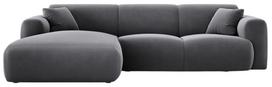 Kampinė sofa Cosmopolitan Design Nolio Velvet Casino, tamsiai pilka sp., kairinė, 170 x 260 cm x 72 cm