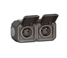 Legrand - PLEXO lauko dvigubas lizdas 250V/16A IP55, antracito spalva