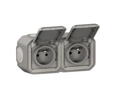 Legrand - lauko dviguba kištukinė rozetė 250V/16A PLEXO IP55 pilka