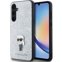 Karl Lagerfeld dėklas Samsung Galaxy A35 telefonui Fixed Glitter Ikonik, sidabrinis