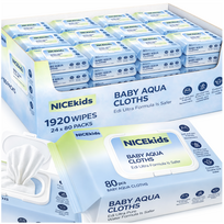 Drėgnosios servetėlės kūdikiams Nicekids Baby Aqua 99,89 % vandens, 1920 vnt. (24x80)